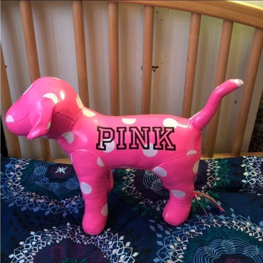 Victoria’s Secret PINK Pink and White Polka Dot Giant Plush Bus Dog Display - Picture 2 of 15